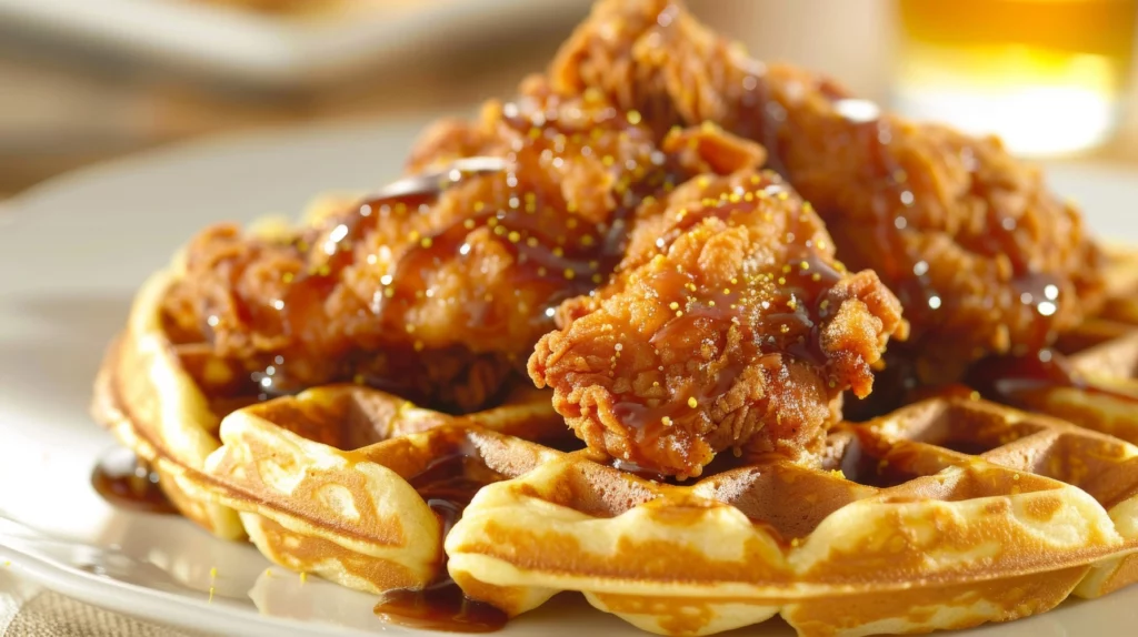pollo frito y waffles - usa soul food