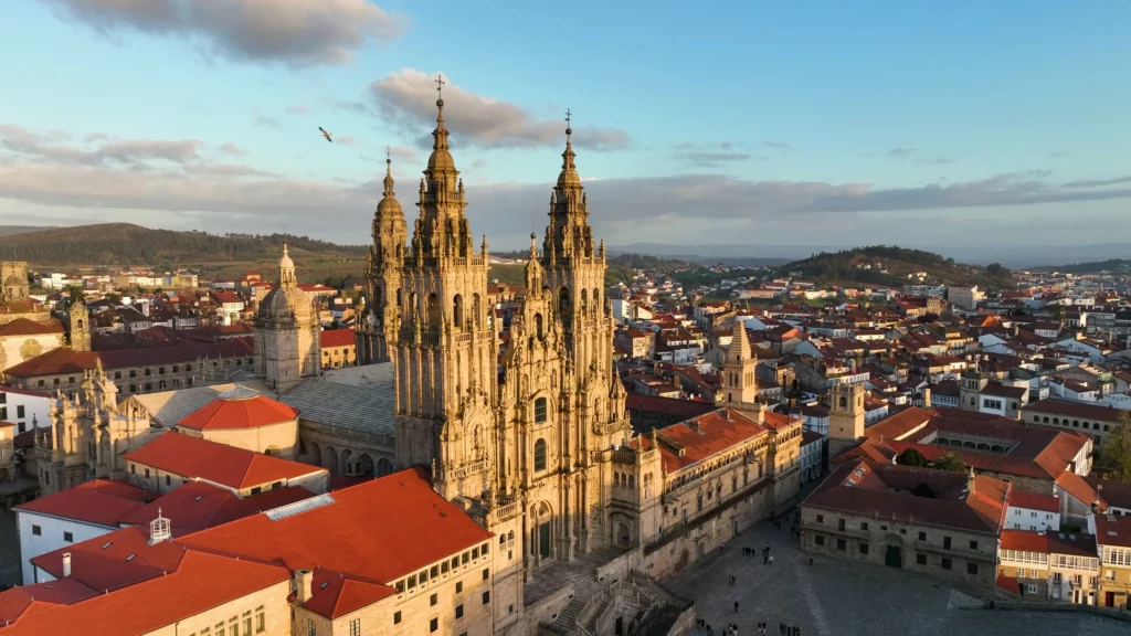 vista aerea de la catedral de santiago de compostela