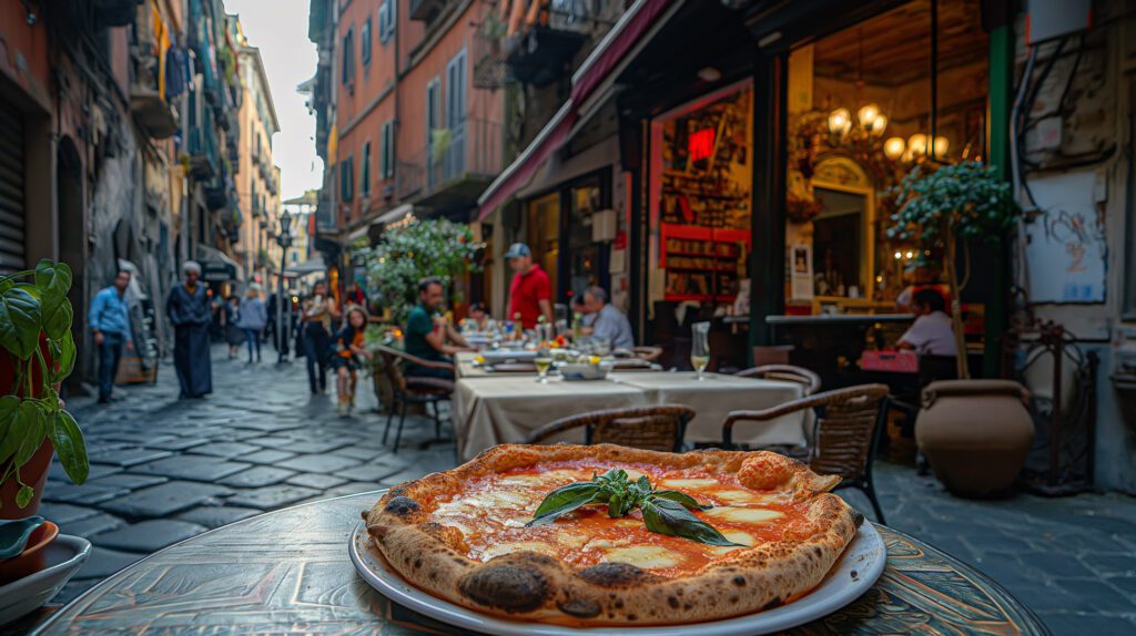 Pizza en el centro histórico de Nápoles.